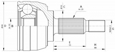 OPEN PARTS cvj570510 -  Шарнирный комплект, приводной вал